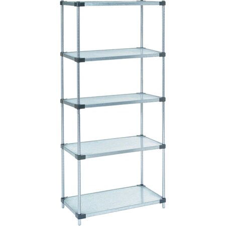 Nexel Galvanized Steel, 5 Tier, Solid Shelving Starter Unit, 54Wx18Dx86H 18548SZ5